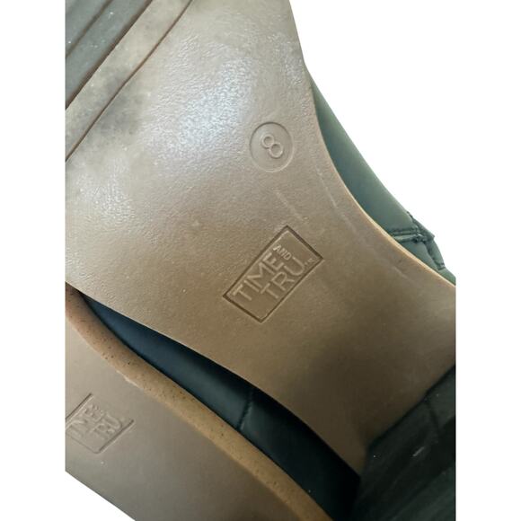 Time and Tru Black Faux Leather Ankle Boots Women’s Size 8 Block Heel Square Toe - Picture 8 of 8